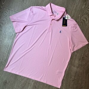 Polo Ralph Lauren Performance Polo Pink Polka Dot Classic Fit L NWT